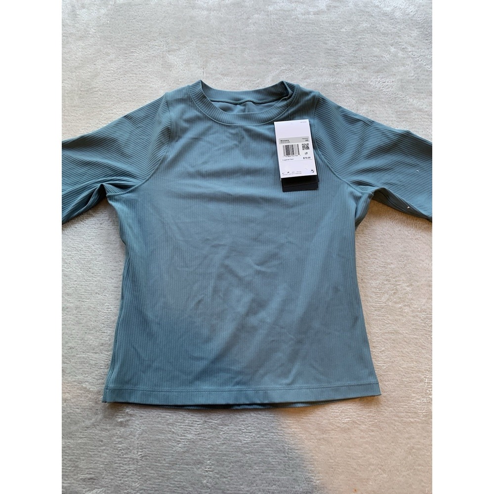 Nike Women's XS HF2772-006 Zenvy Rib Dri-FIT Short-Sleeve Top, Smokey Blue NEW!